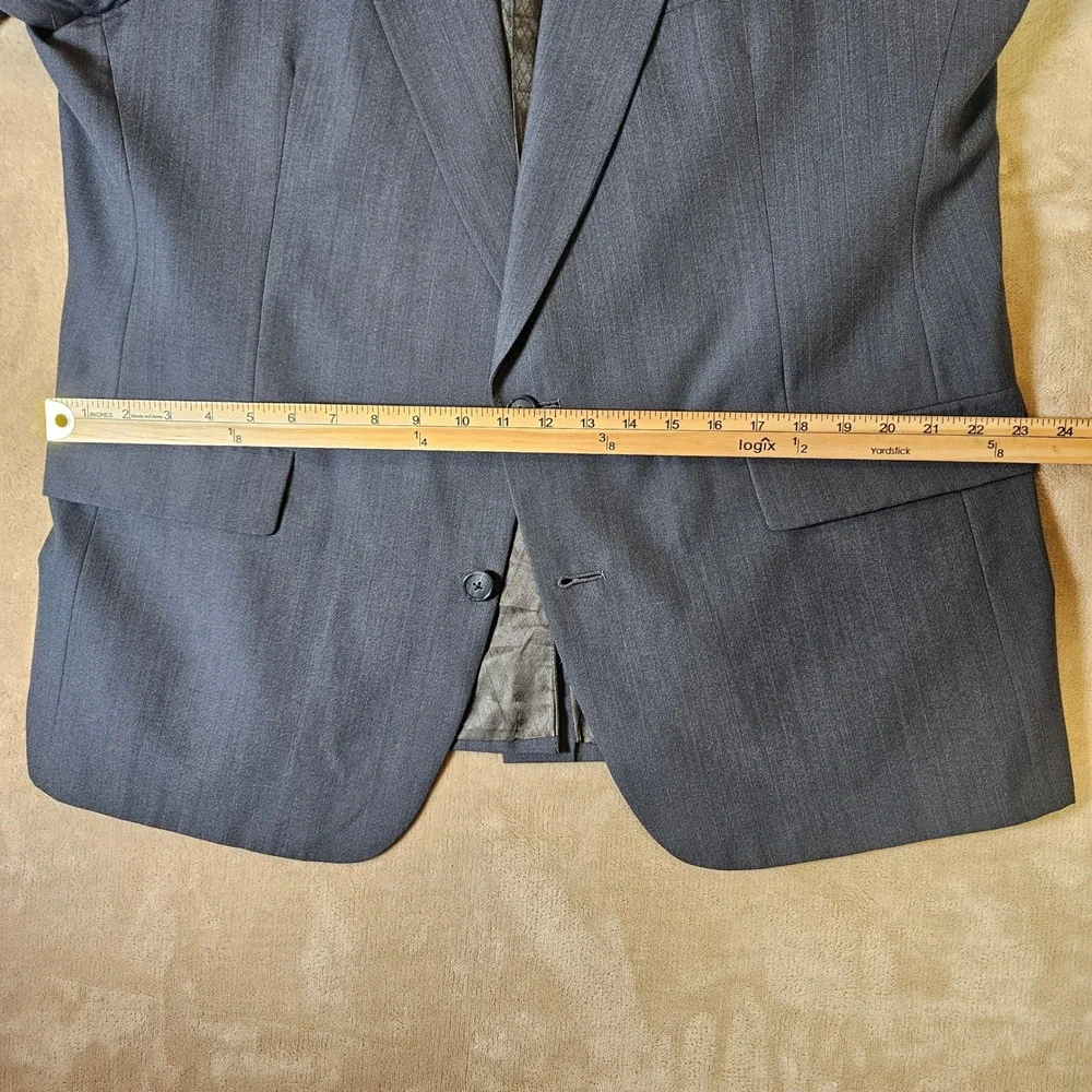 Hart Schaffner Marx Viracle Blue Gray Wool Suit Jacket Blazer Mens 46R Dillard's